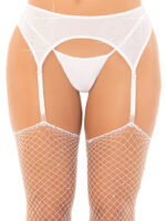 Rhinestone Garter Belt O-s - White