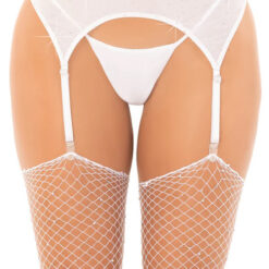 Rhinestone Garter Belt O-s - White