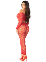 Red 2pc Croptop and Footless Tights - Os Tights - Os - Image 2