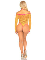 Eyelet Net Teddy With Tie-Front Keyhole Detail O-s - Neon Orange - Image 2