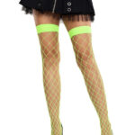 Ida Net Thigh High Stockings O-s - Neon Green