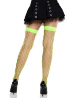 Ida Net Thigh High Stockings O-s - Neon Green - Image 2