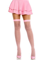 Viv Net Rhinestoned Backseam Thigh Highs O-s - Pink