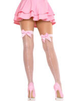 Viv Net Rhinestoned Backseam Thigh Highs O-s - Pink - Image 2