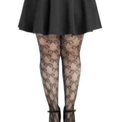 Plus Bow Net Tights - 1x 2x - Black