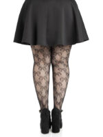 Plus Bow Net Tights - 1x 2x - Black - Image 2
