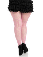 Plus Bow Net Tights - 1x 2x - Pink - Image 3