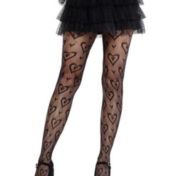 Cherie Heart Net Tights O-s - Black