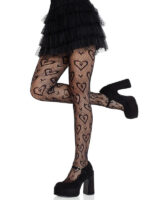 Cherie Heart Net Tights O-s - Black - Image 2