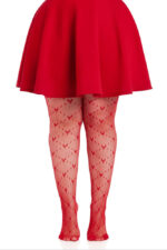 Plus Valentina Heart Net Tights - 1x 2x - Red - Image 2