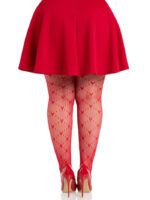 Plus Valentina Heart Net Tights - 1x 2x - Red - Image 3