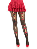 Sweetheart Striped Tights - Os - Black-red