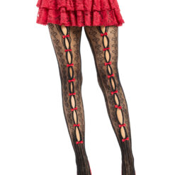 Sweetheart Striped Tights - Os - Black-red