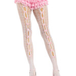 Sweetheart Striped Tights - Os - White-pink