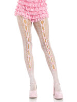 Sweetheart Striped Tights - Os - White-pink