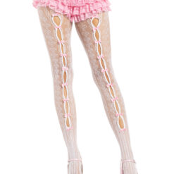 Sweetheart Striped Tights - Os - White-pink