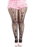 Plus Sweetheart Striped Tights - 1x 2x - Black-pink