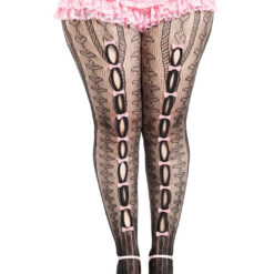 Plus Sweetheart Striped Tights - 1x 2x - Black-pink