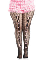 Plus Sweetheart Striped Tights - 1x 2x - Black-pink - Image 3