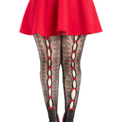 Plus Sweetheart Striped Tights Black Red