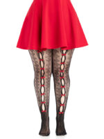 Plus Sweetheart Striped Tights Black Red - Image 2