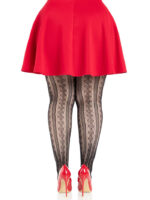 Plus Sweetheart Striped Tights Black Red - Image 3