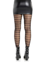 Cosima Striped Net Tights - Os - Black - Image 3