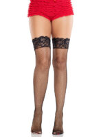May Fishnet Thigh High Stockings O-s - Black-red