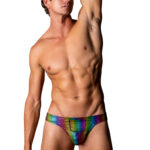 Pack and Play Thong with Front Condom Pouch - S-m - Rainbow