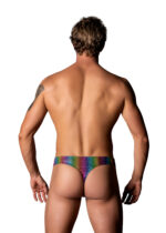 Pack and Play Thong with Front Condom Pouch - S-m - Rainbow - Image 2