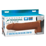 Fantasy X-Tensions Elite 8 Vibrating Hollow Silicone Strap-on - Brown
