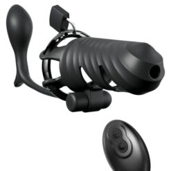 Fantasy C-Ringz Remote-Controlled Vibrating Cock Blocker With Ass-Gasm Plug - Black