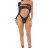 Tap in One Shoulder Teddy - Black - Os