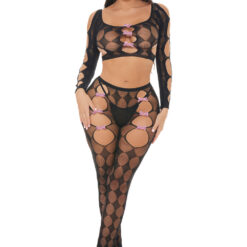 Tongue Twisted Crop Top and Leggings Black - Os