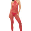 Love Stroke Stones Heart Bodystocking and G-String Red - Os