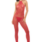 Love Stroke Stones Heart Bodystocking and G-String Red - Os
