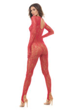 Split Up Lace Bodystocking - Red - Os - Image 2