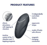 Satisfyer Tap and Climax 1 Vibrator - Grey - Image 2