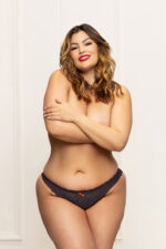 Lace Panty With Heart Cut Out Back - 3x-4x - Black