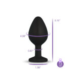 Gemma Pink Gem Black Silicone Plug - Medium - Image 4