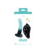 Duo Semi-Realistic Dildo With Harness - Turquoise-black