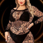 Long Sleeve Mini Dress - Queen Size - Black