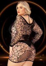 Long Sleeve Mini Dress - Queen Size - Black - Image 2