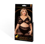 2 Piece Crop Top and Skirt Set - Queen Size - Black - Image 2