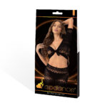 2 Piece Crop Top and Skirt Set - One Size - Black - Image 3