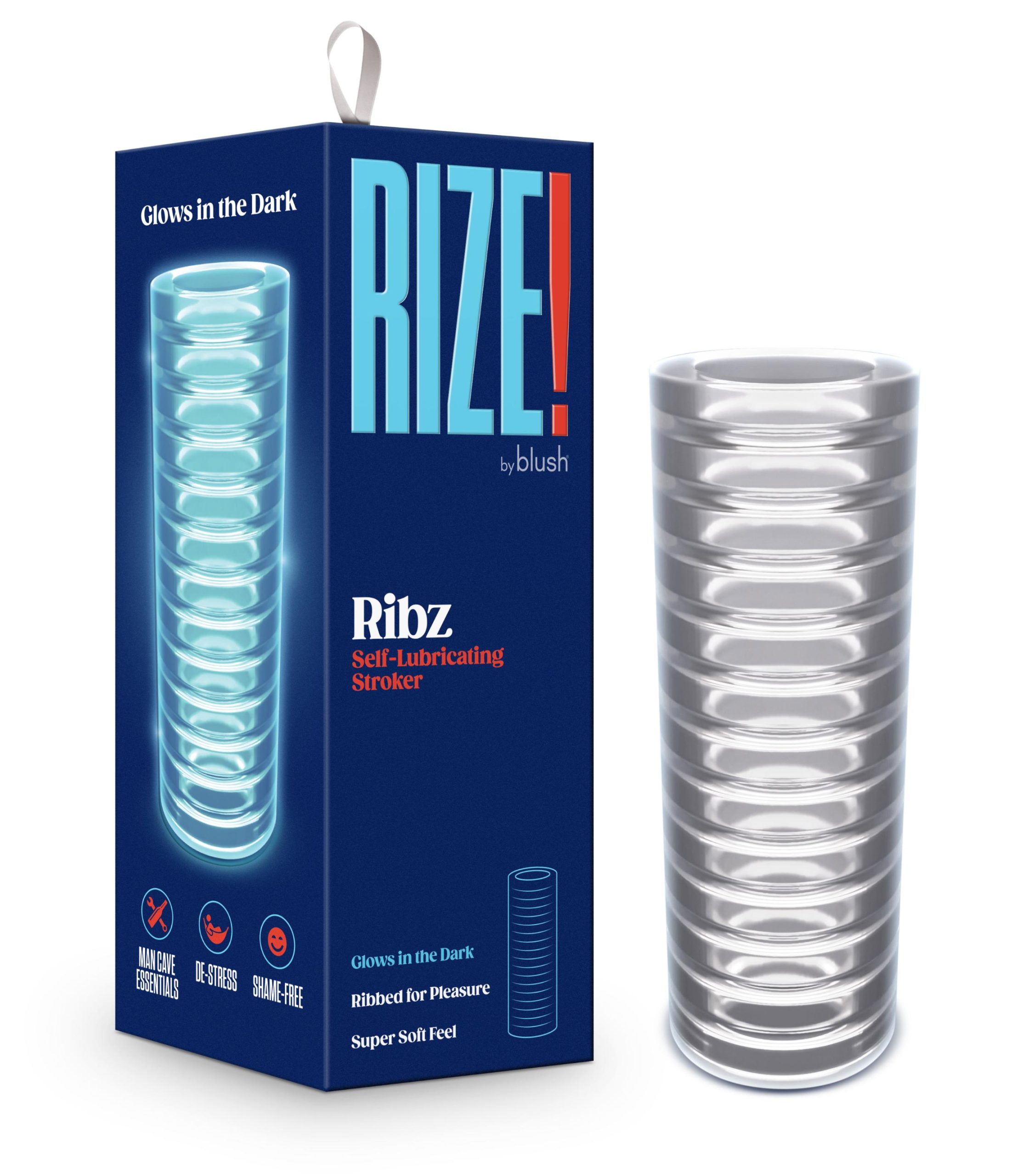 HOBL-06309-2.jpg Rize - Ribz - Glow in the Dark Self - Lubricating Stroker - Clear - Image 1
