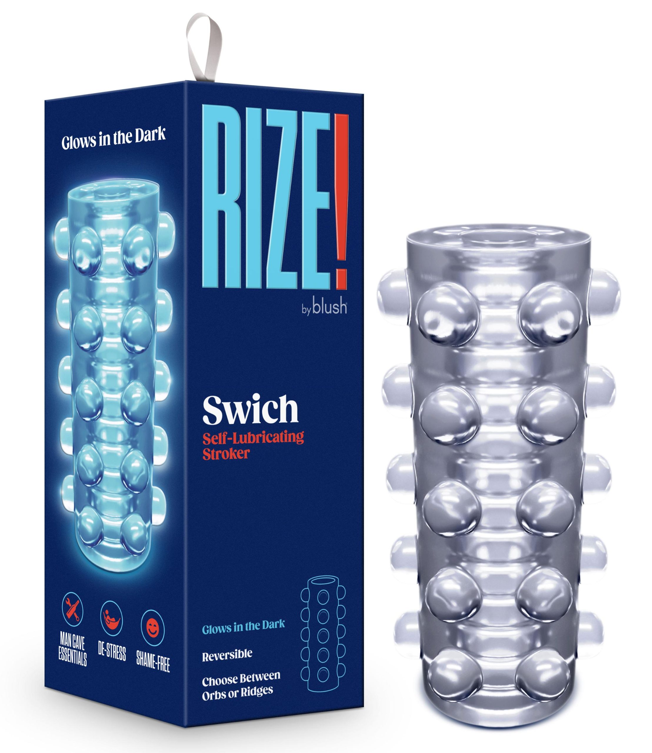 HOBL-06419-2.jpg Rize - Swich - Glow in the Dark Self -Lubricating Stroker - Clear - Image 1