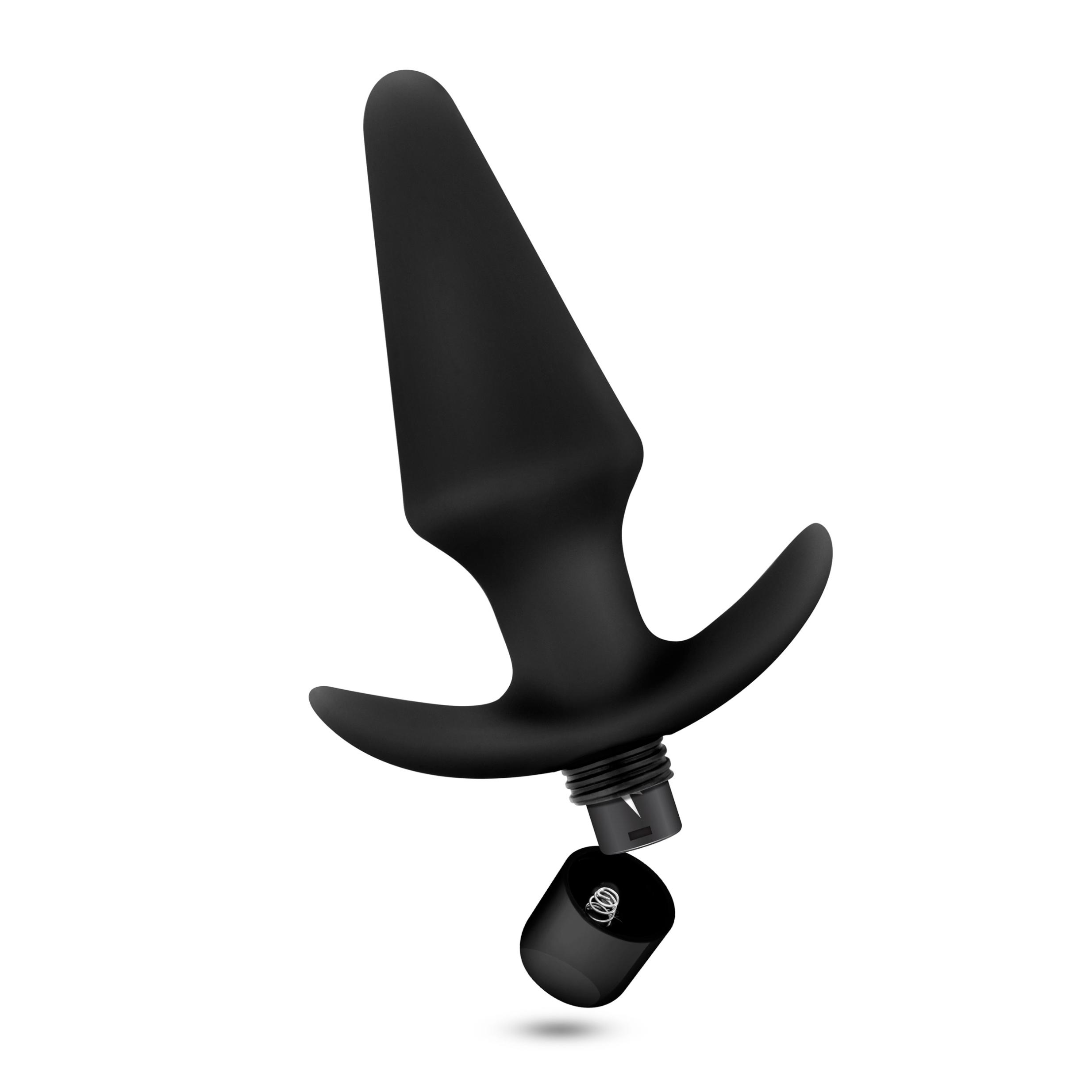 HOBL-10595.jpg Anal Adventures Platinum - Silicone Vibrating Plug - Black - Image 1