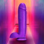 Neo Elite - 10 Inch Silicone Dual Density Cock with Balls - Neon Purple - Image 4