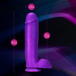 Neo Elite - 10 Inch Silicone Dual Density Cock with Balls - Neon Purple - Image 5